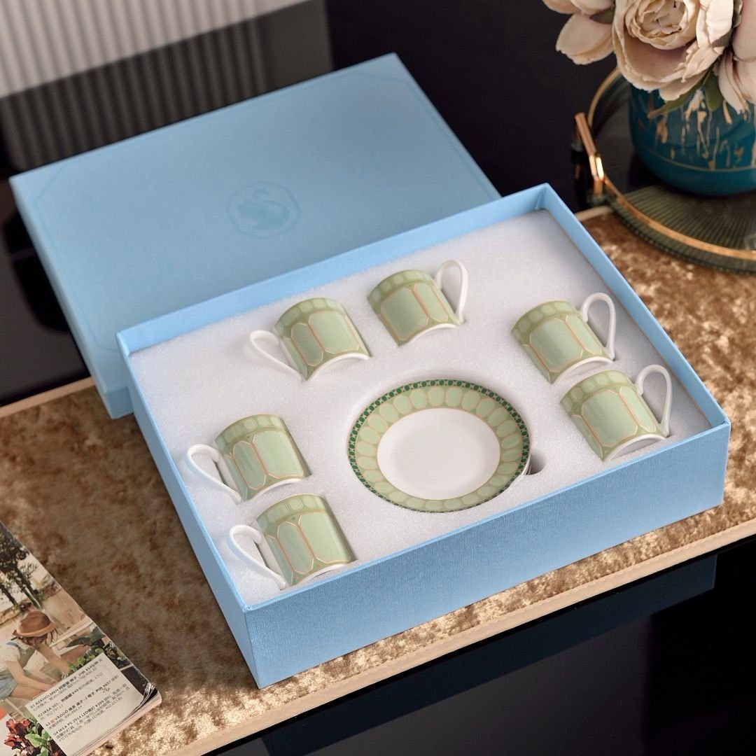 Swarovski Turkish coffee set of six cups with saucers. Three colors are available. - Image 10 of 10